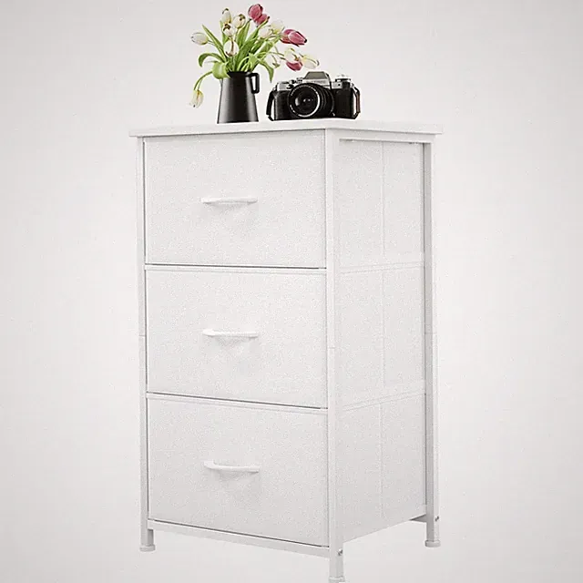 Kommode Schubladen Wohnzimmer Schlafzimmer Flur 3 Stoffschubladen Weiß