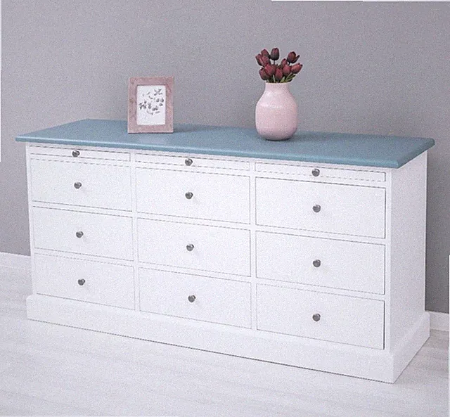 Kommode Schubladenkommode Apothekerkommode Sideboard weiß türkis Landhaus