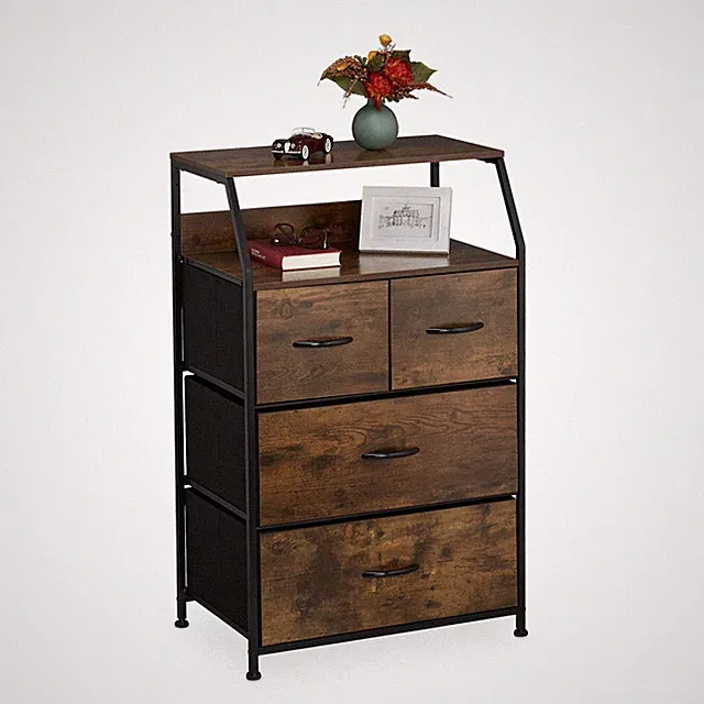Kommode Schubladenkommode Sideboard Flurschrank 4 Schubladen Metallrahmen