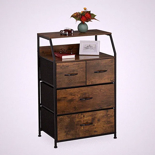Kommode Schubladenkommode Sideboard Flurschrank 4 Schubladen Metallrahmen