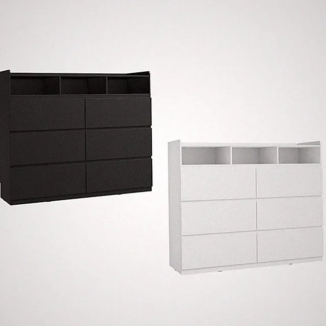 Kommode Schubladenschrank 6 Schubladen 3 offenen Fächern, 120x40x100 cm, Weiß