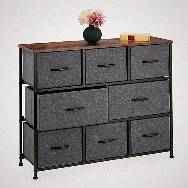 Kommode Schubladenschrank Sideboard Highboard 8 Schubladen grau/braun