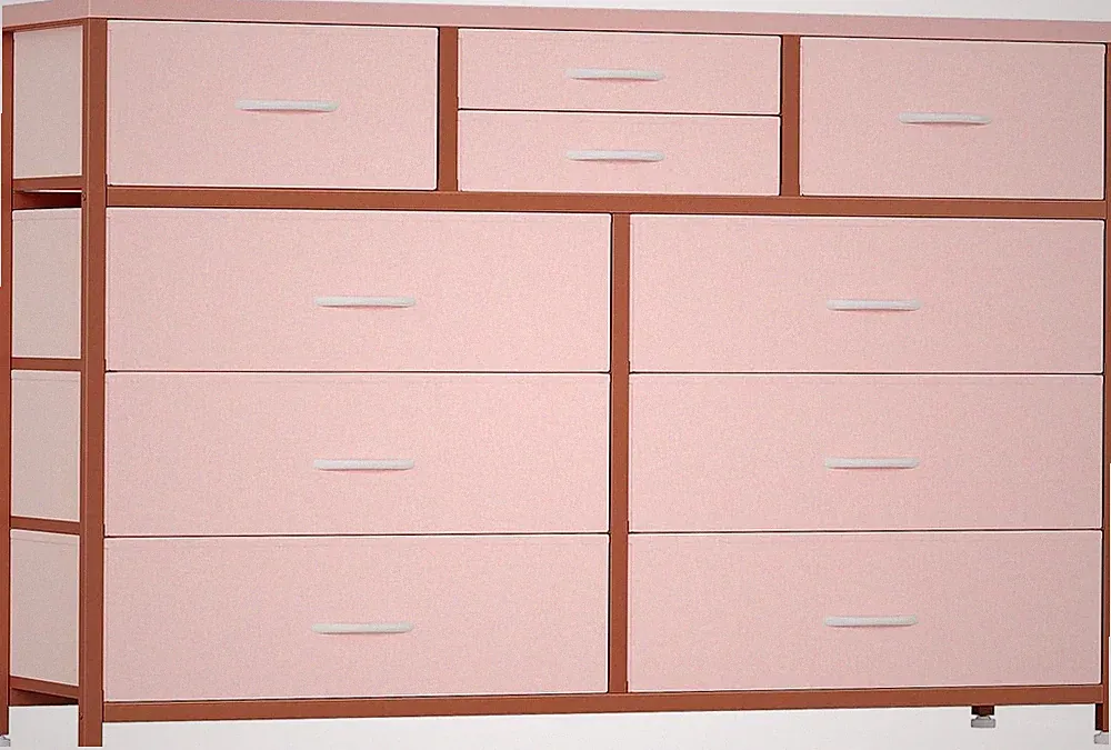 Kommode Schubladenschrank Sideboard mit 10 Stoffschubladen Metallrahme TV-Möbel
