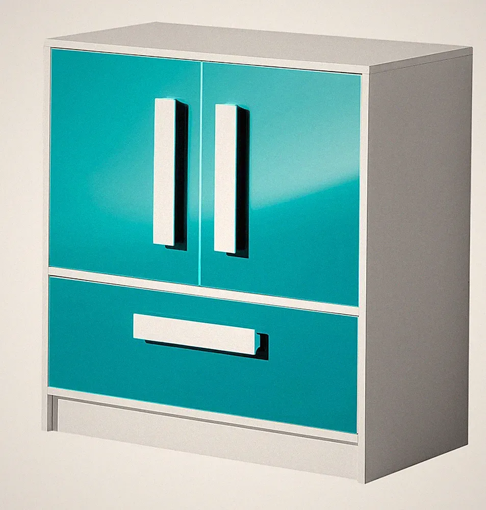 Kommode Sideboard Anrichte Kinderzimmer 80cm weiß Hochglanz (GU-12)
