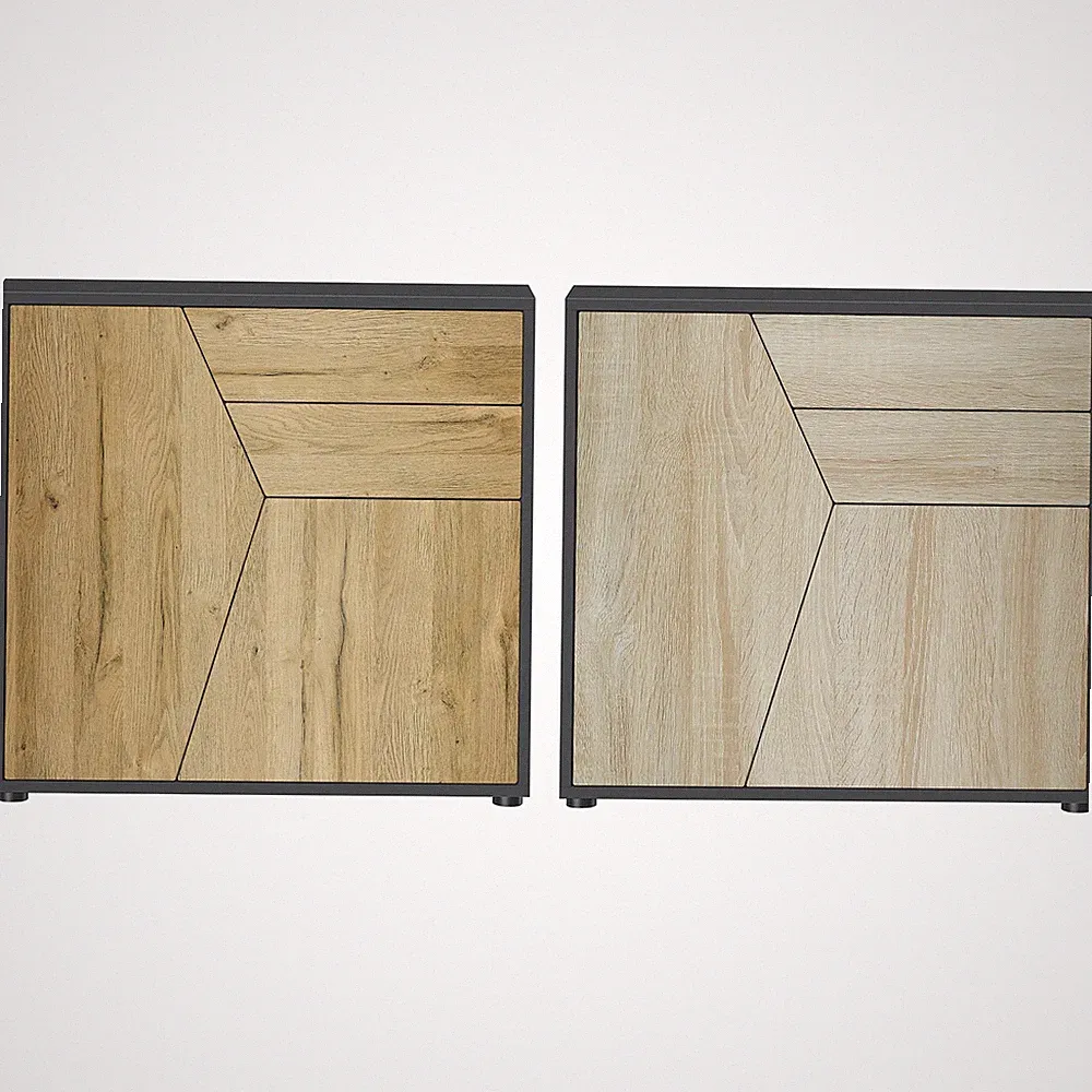Kommode Sideboard Anrichte Schrank Benny in Schwarz - Fronten in Holztönen