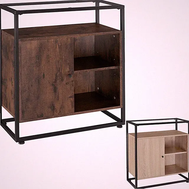 Kommode Sideboard Beistellschrank Konsole Glasoberfläche Holz Metall Industrie