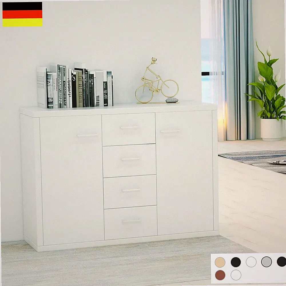 Kommode Sideboard Highboard Schrank Anrichte 2 Türen 4 Schubladen 88x30x65 cm