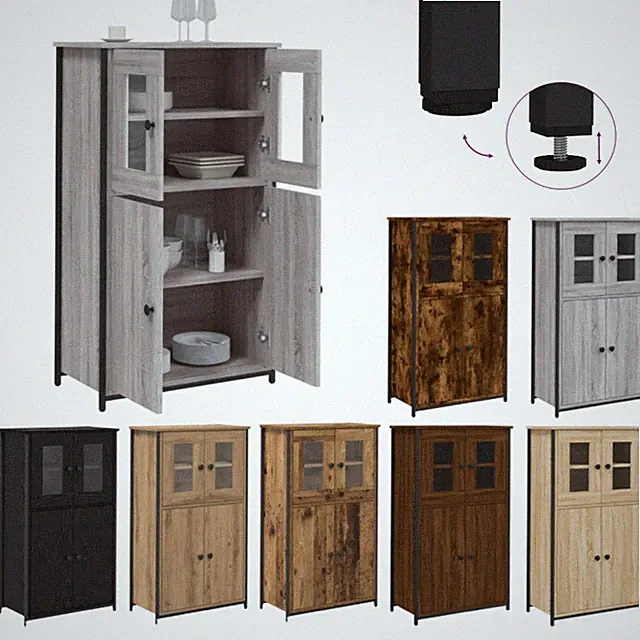 Kommode Sideboard Highboard Schrank Anrichte Wohnzimmer mit 2 Türen 62x32x106,5