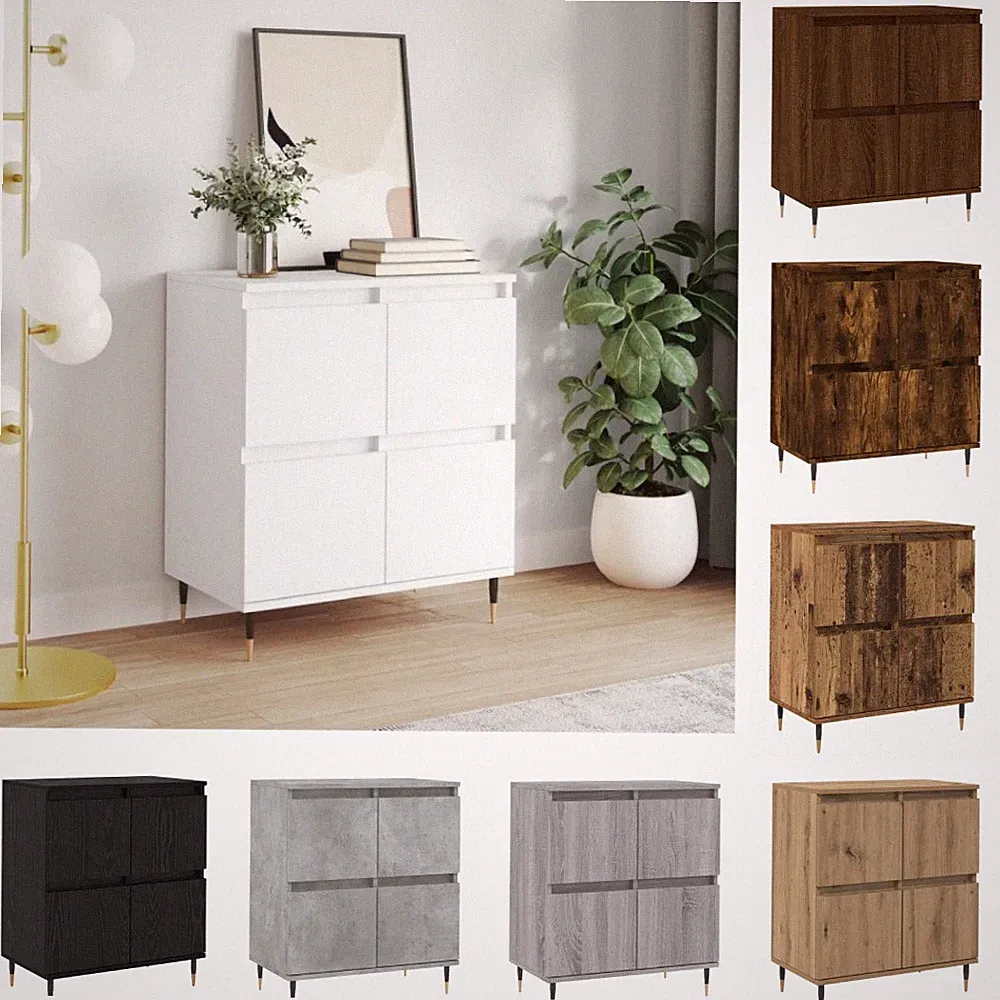 Kommode Sideboard Highboard Schrank Mit 4 Türen Schließfächer Holzwerkstoff