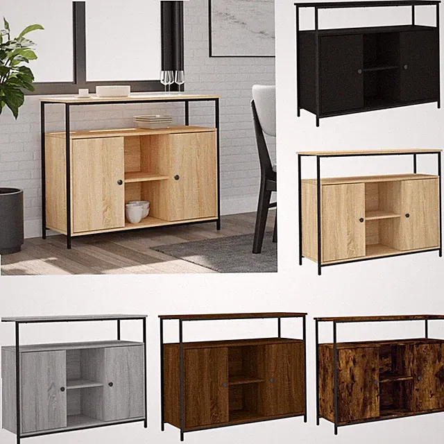 Kommode Sideboard Holz Aufbewahrungsschrank 100 x 35 x 80 cm Holzwerkstoff