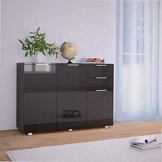 Kommode Sideboard Mehrzweckschrank 2 Türen 3 Schublade 107cm Breit Highboard DE
