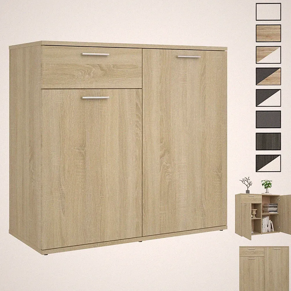 Kommode Sideboard Mehrzweckschrank mit 2 Türen und 1 Schublade 80x36x75 cm