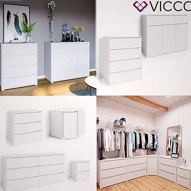 Kommode Sideboard Mehrzweckschrank Schrank Schubladen Set Ruben Weiß Vicco