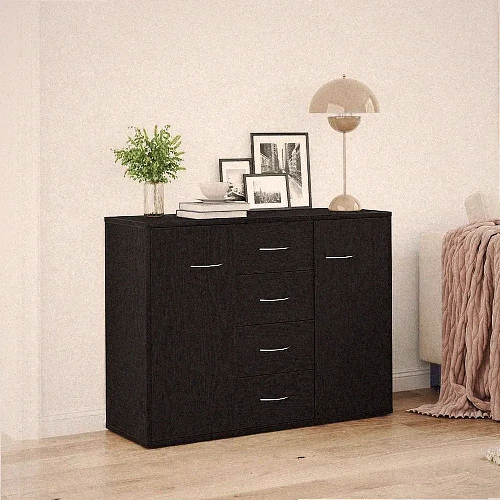 Kommode Sideboard mit 4 Schubladen & 2 Türen Mehrzweckschrank Wohnzimmerschrank