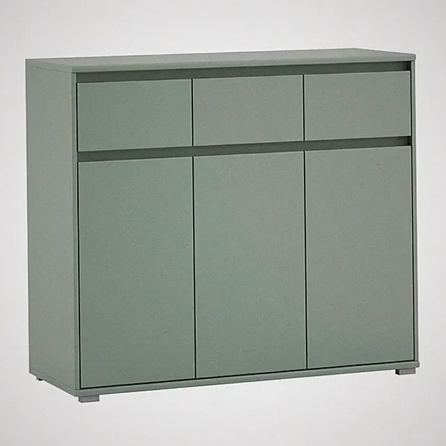 Kommode Sideboard Salbeigrün matt 3 Türen Schubladen 118 x 103 cm