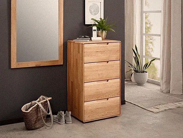 Kommode Sideboard Schränkchen f. Wohnzimmer ANDINO IV Massivholz Wildeiche geölt