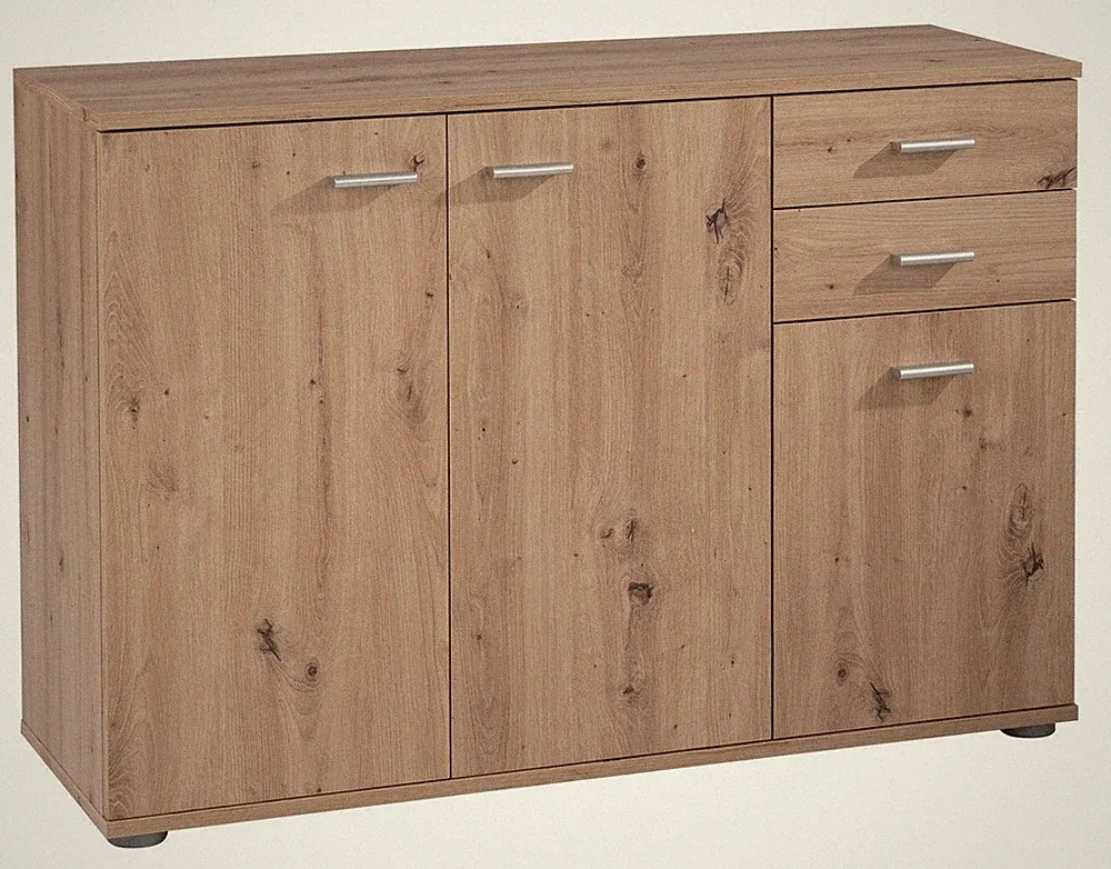 Kommode Sideboard Schrank Anrichte 3 Türen 2 Schubladen Artisan Eiche Dekor