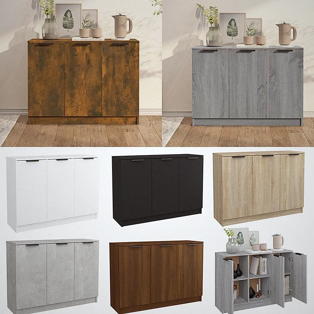 Kommode Sideboard Schrank Holzwerkstoff Mehrzweckschrank 90cm mit 3 Türen