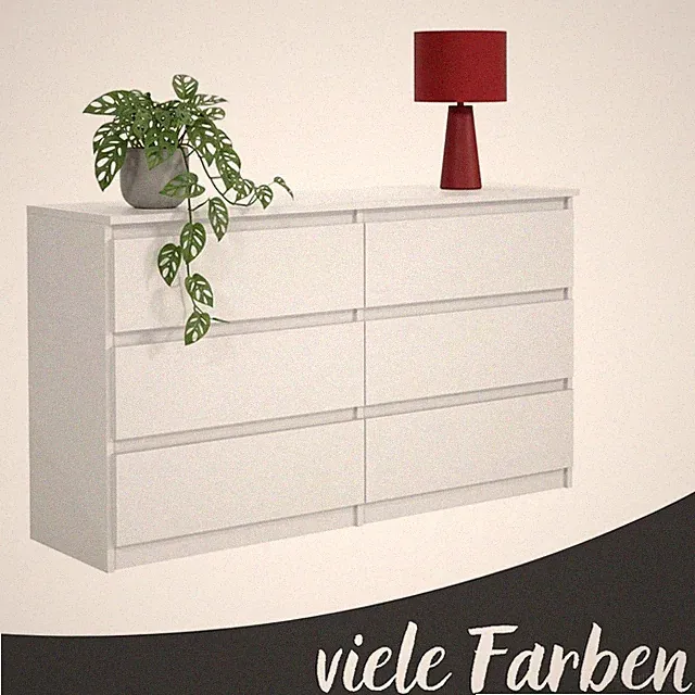 Kommode Sideboard - Schrank mit 6 Schubladen - Schubladenschrank - 120 cm