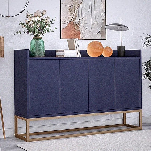Kommode Sideboard Schrank Wohnzimmer 4 Türen Marineblau 120x30x80 cm