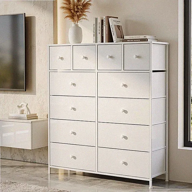 Kommode Sideboard Schubladenschrank Kleiderschrank Metallrahmen Schubladen Weiß
