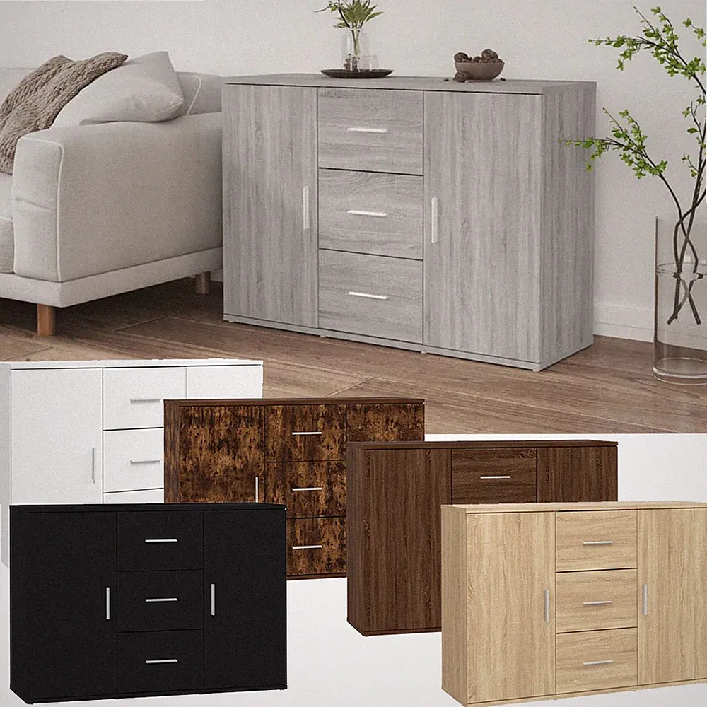 Kommode Sideboard Standschrank mit Schubladen Wohnzimmer Möbel 91x29,5x65cm