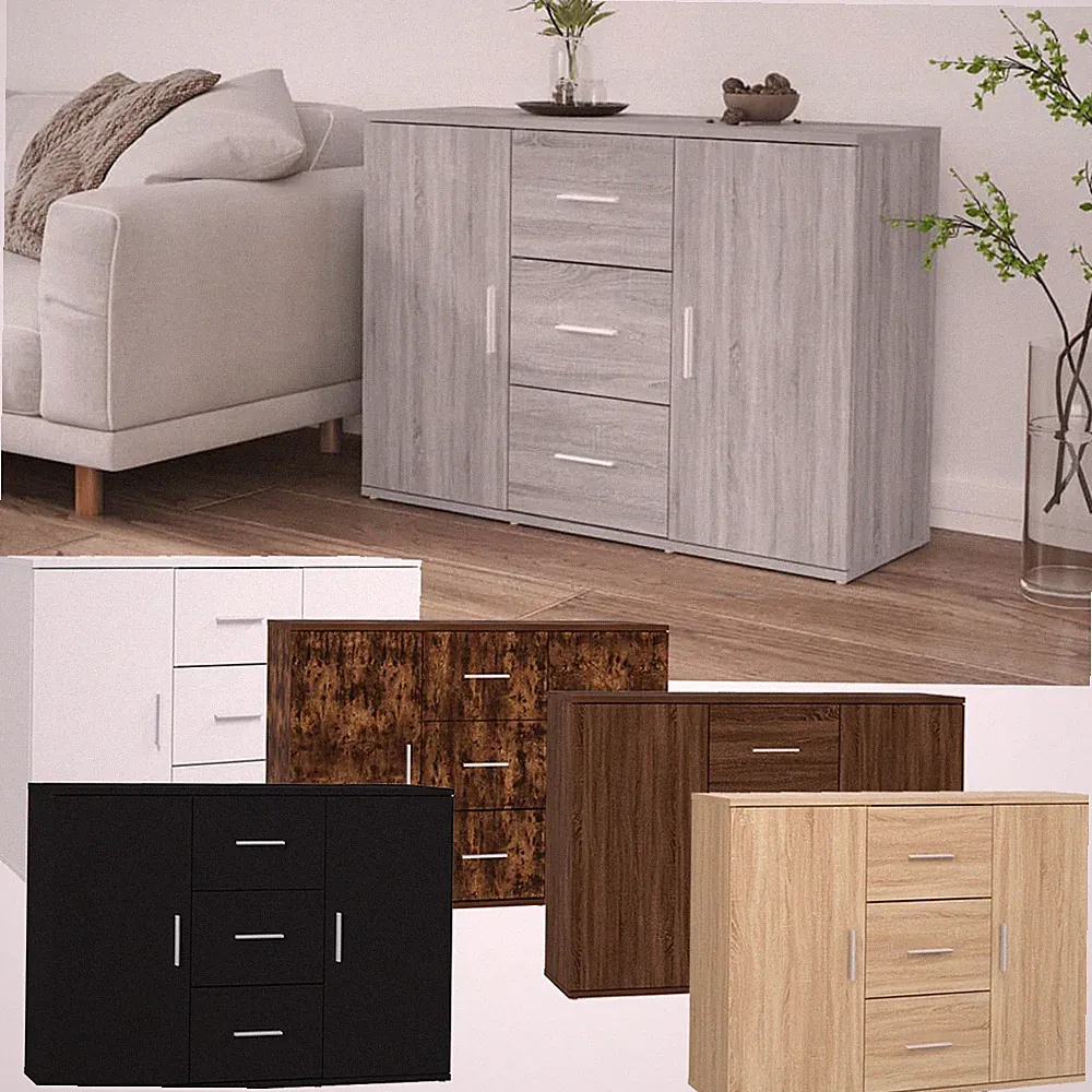 Kommode Sideboard Standschrank mit Schubladen Wohnzimmer Möbel 91x29,5x65cm