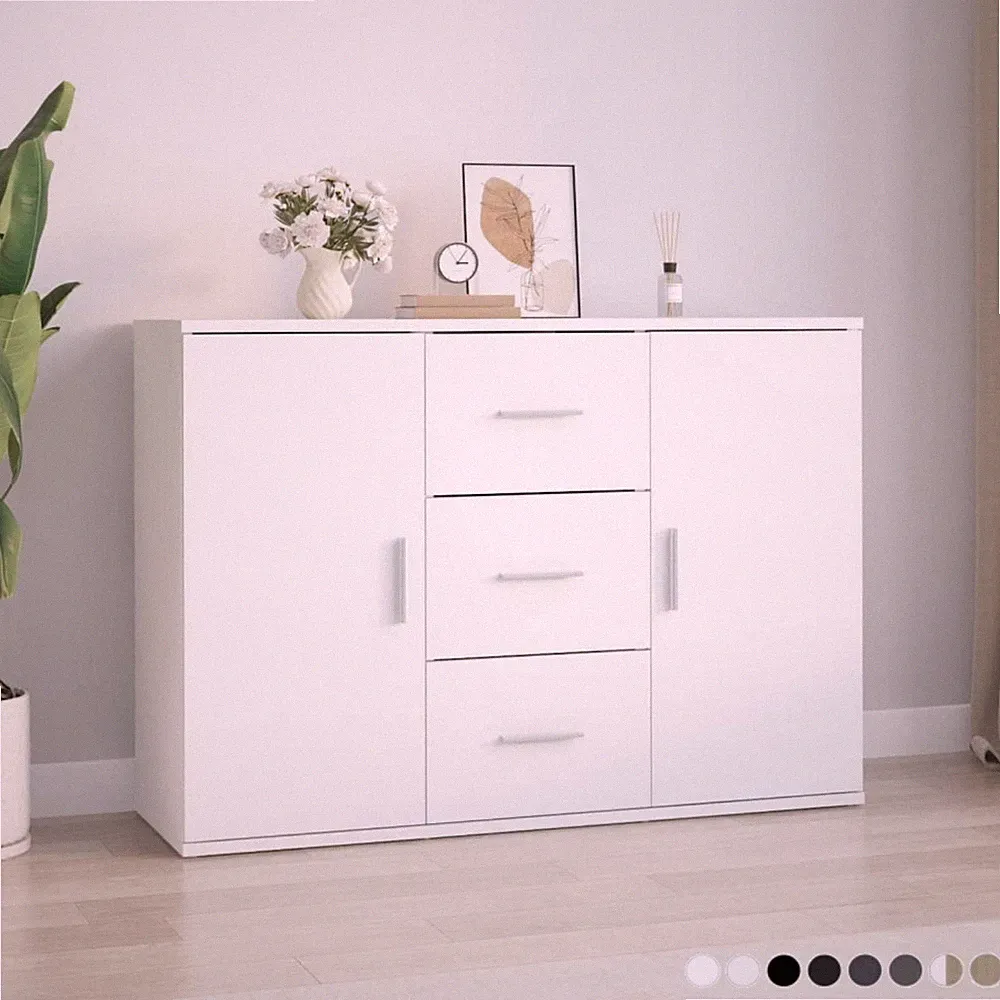 Kommode Sideboard Standschrank mit Schubladen Wohnzimmer Möbel Eichen-Optik Neu