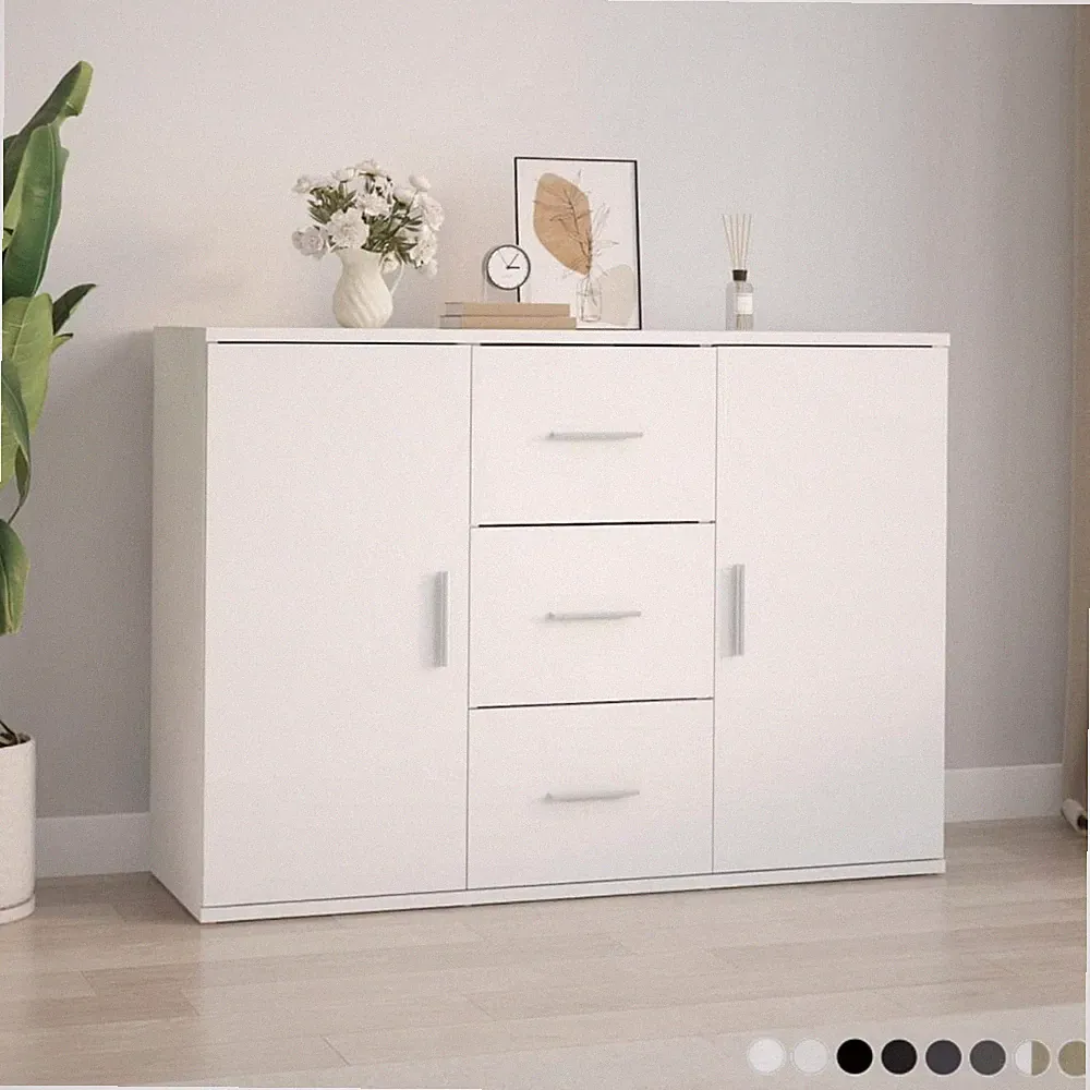 Kommode Sideboard Standschrank mit Schubladen Wohnzimmer Möbel Eichen-Optik Neu