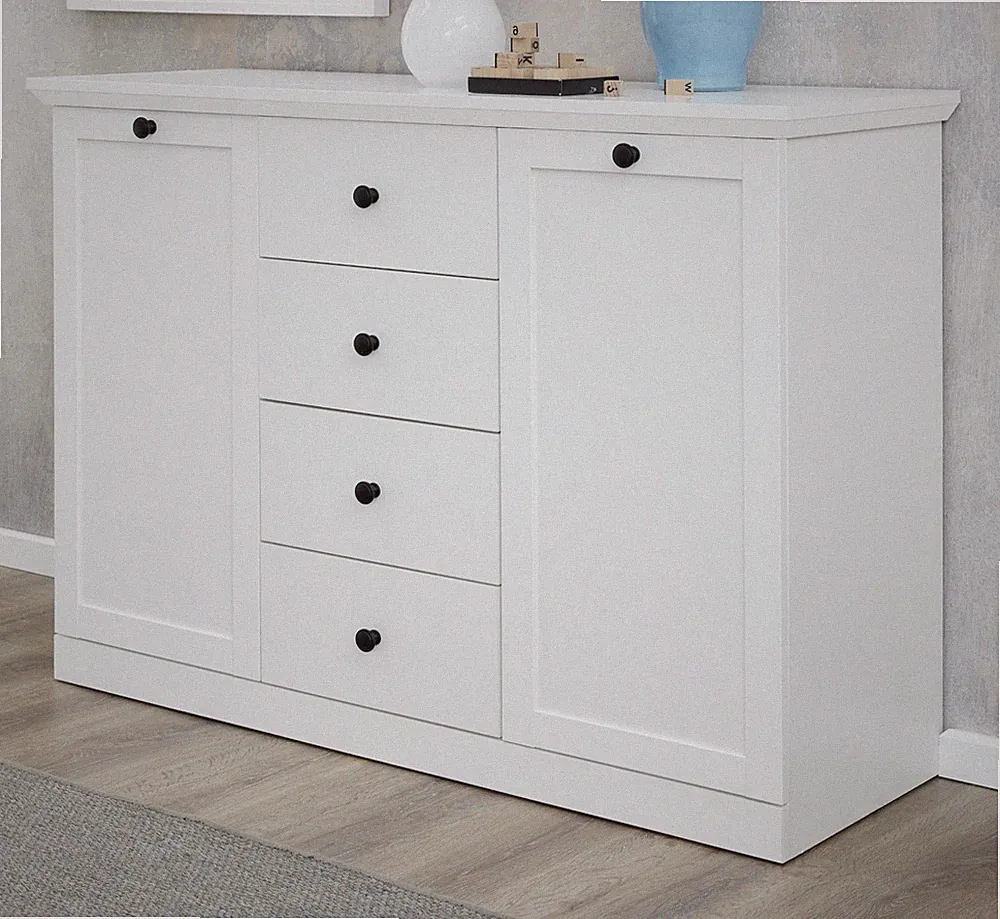 Kommode Sideboard weiß Landhaus Wohnzimmer Esszimmer Möbel Baxter 4 Schubkästen