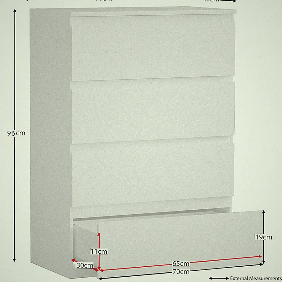 Kommode Sideboard Weiß Möbel Schubladenschrank 4 Schubladen Mehrzweckschrank NEU