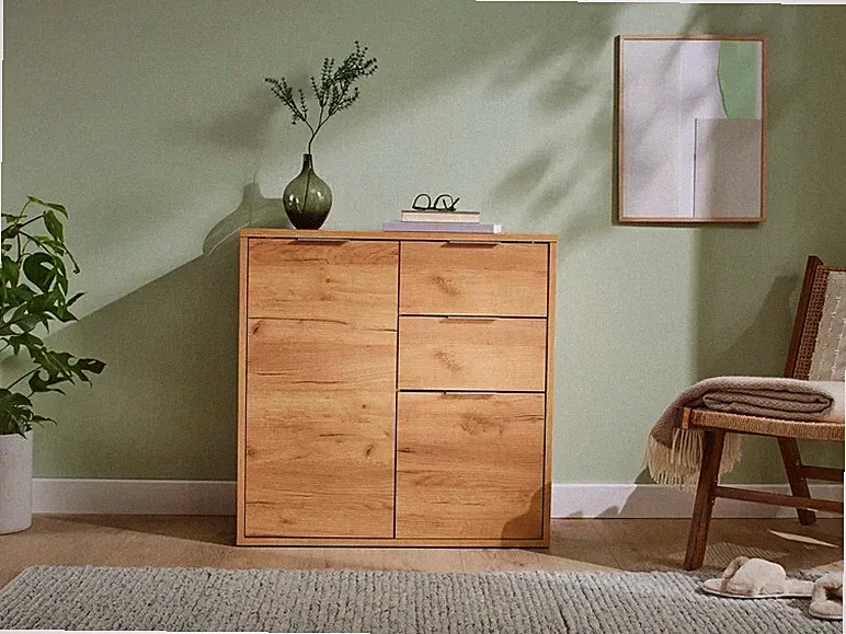 Kommode Sideboard Wohnzimmer Schlafzimmer Eingang Eichenoptik 80x35x80cm NEU OVP