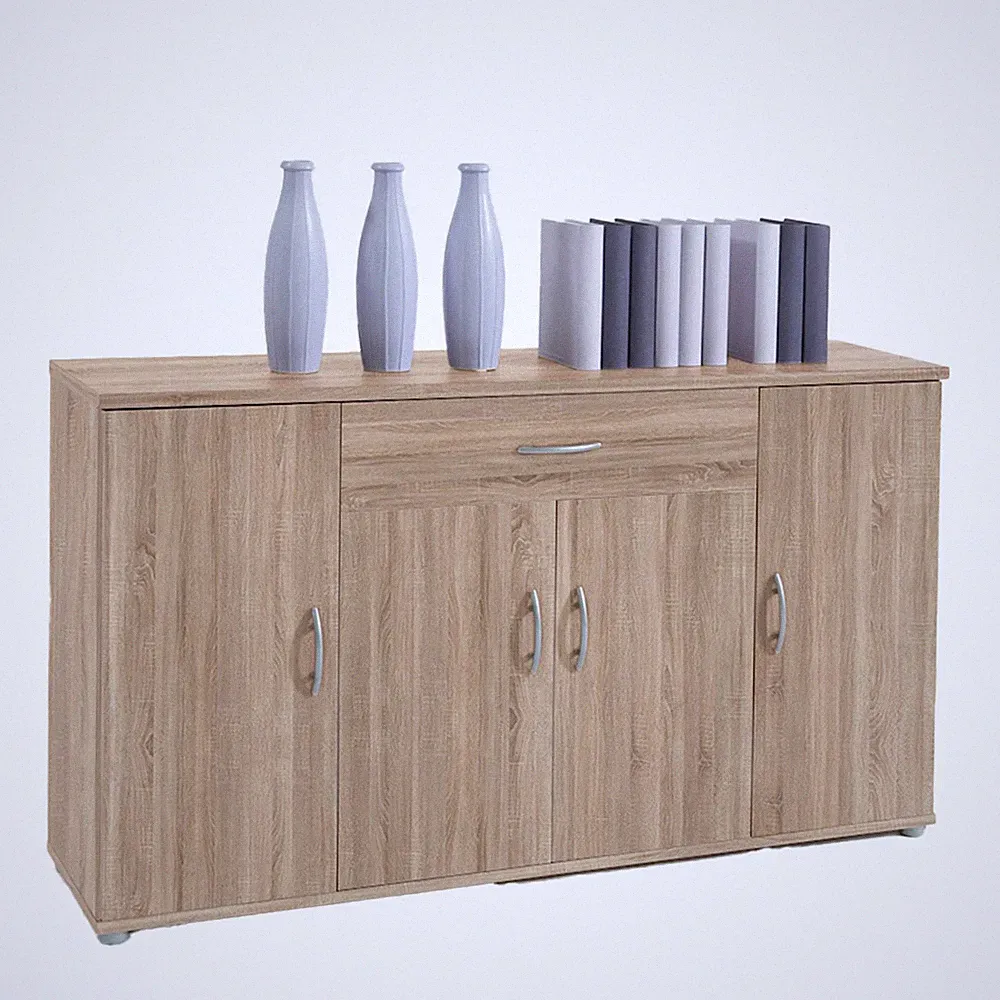 Kommode - Sonoma Eiche - 4 Türen - 118 cm Sideboard Anrichte Beistellschrank