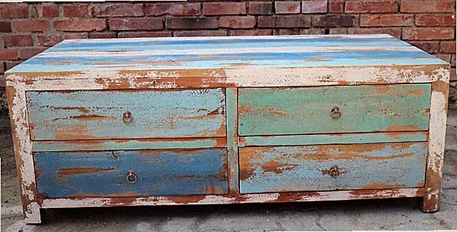 Kommode Teakholz Vintage recycled NEU shabby chic Massivholz