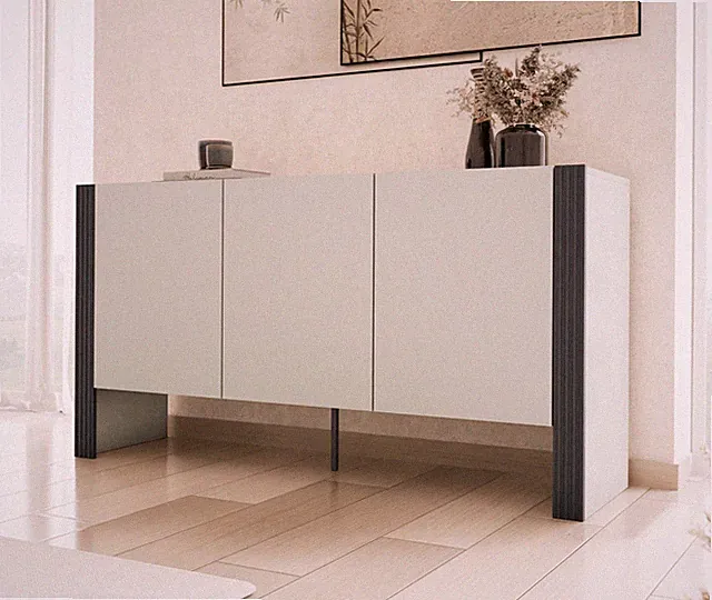 Kommode Tore 150 3D mit 3 Türen Metallfuß Anrichte Sideboard Kollektion PR M24