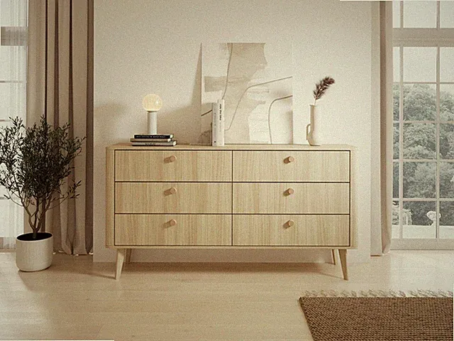 Kommode Viki – Breite 163 cm | 6 Schubladen | Skandinavisch-Japanisches Design