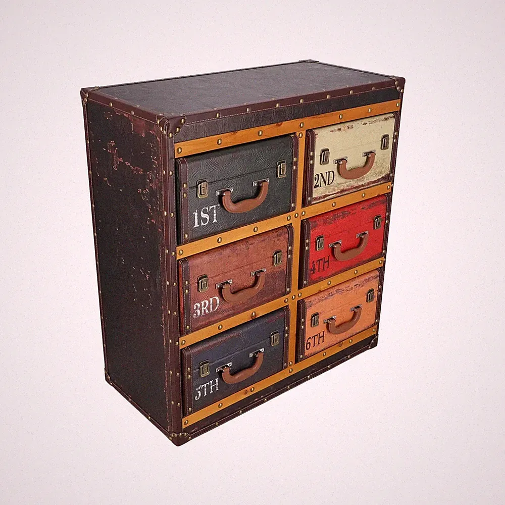 Kommode Vintage-Stil Mobil A 6 Schubladen Bunt Mit Griffe Und Zahlen