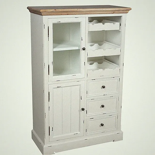 Kommode Vorratsschrank Anrichte weiß Vintage Highboard Flaschenregal Holzschrank