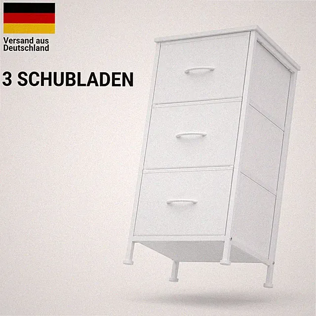 Kommode Weiß 3 Schubladen Aufbewahrungsschrank Schlafzimmer