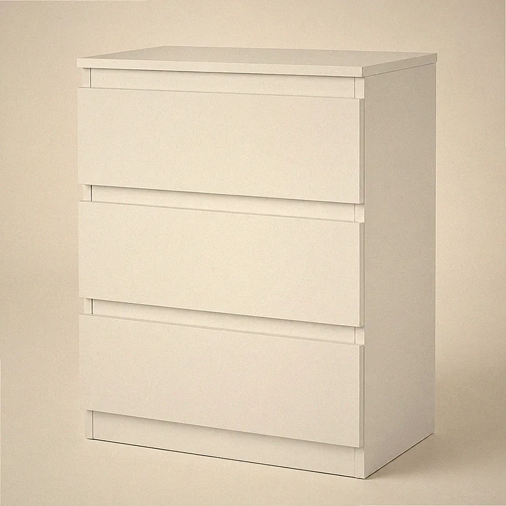 Kommode Weiß Matt 3 Schubladen 60x71x33 cm Schubladenschrank für Schlafzimmer