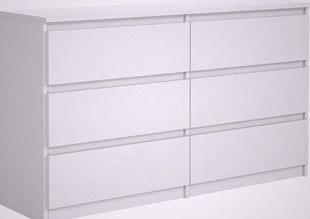 Kommode Weiss Matt mit 6 Schubladen 140 cm Sideboard Wohnzimmer