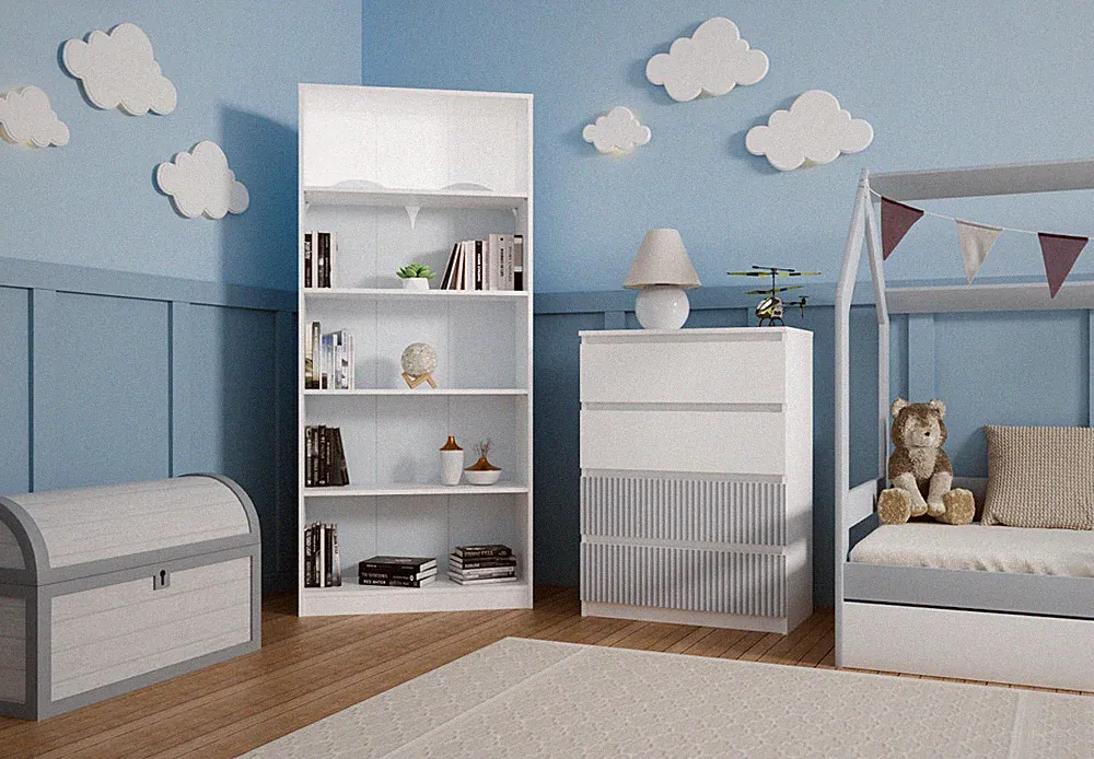 Kommode Wolfgang 4S | 4 Grifflose Schubladenfronten | 70 cm Breit | 10 Farben
