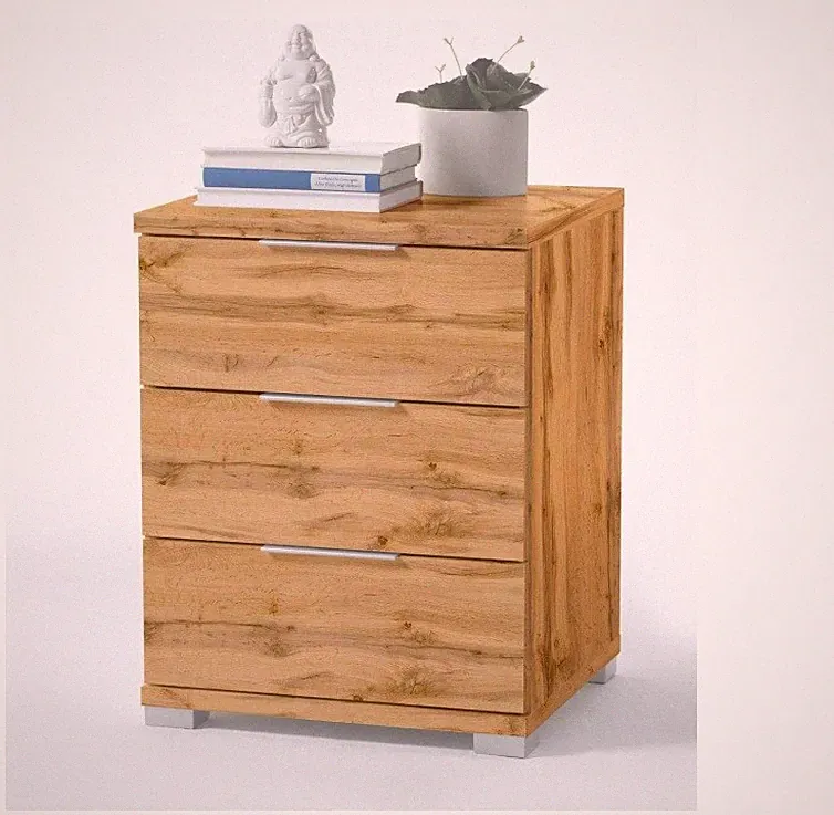 Kommodel Nachttisch Boxspringbett Wildeiche Optik Nachtschrank 3 Schubladen