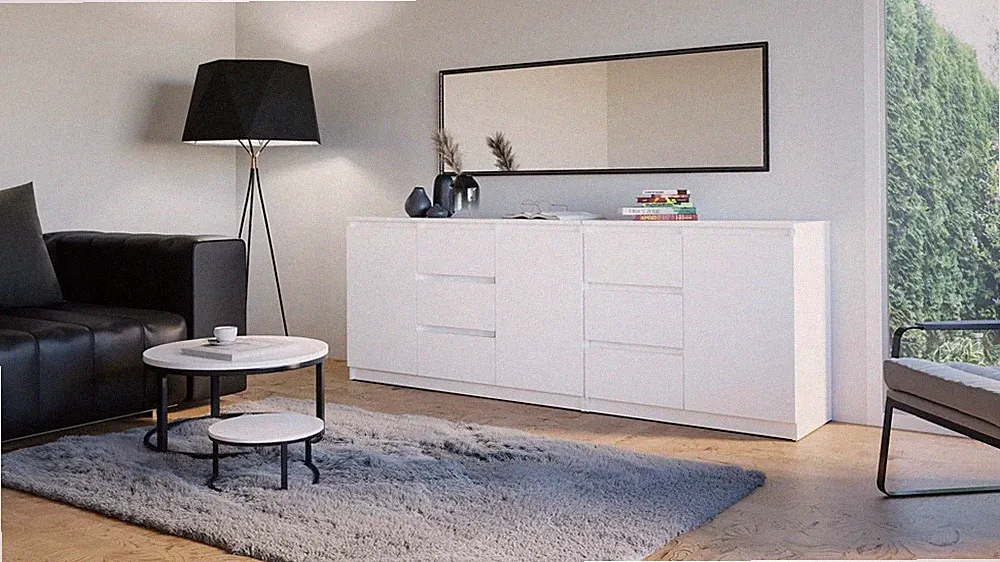 Kommoden Set Willy | Gesamt: 3 Türen 6 Schubladen 200cm Breit | 2 Farbvarianten