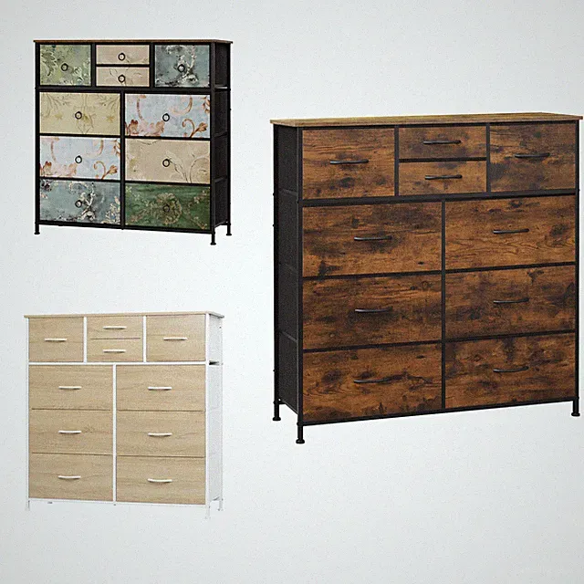 Kommodenschrank Kommode 10 Schubladen Stoff Sideboard Wohnzimmer Metallrahmen