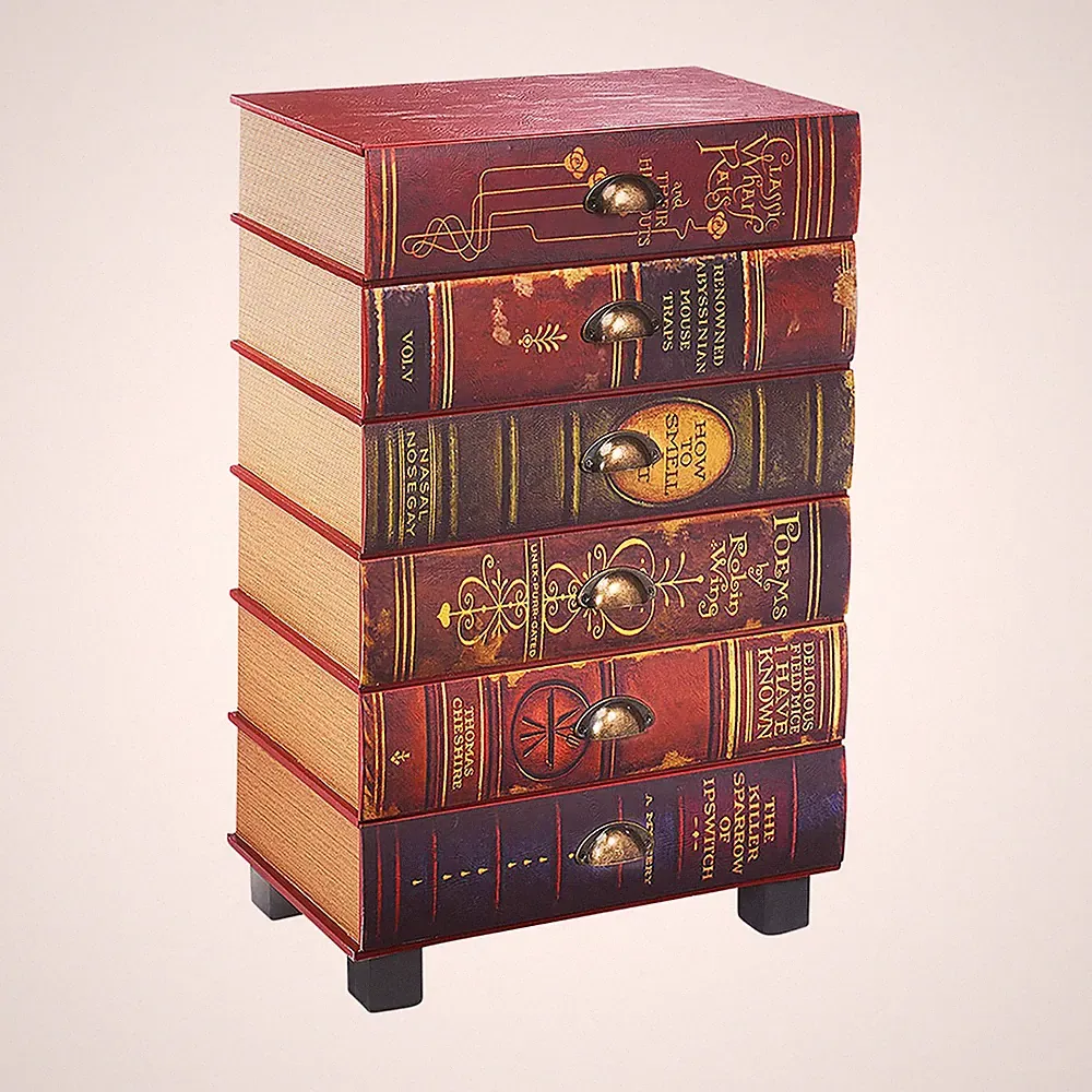 Komode BOOKS Vintagekomode Regal in Buchoptik MDF mit bedrucktem PU überzogen