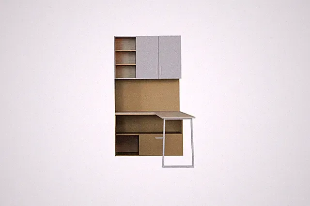 Kompakte Schreibtisch LUMI mit Regal, Schrank, Kinderzimmer, Büroregal