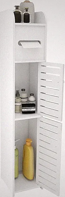 Kompakter Badezimmerschrank mit verstellbarem Regal, weiß, , stabil