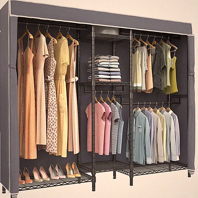 Kompakter Kleiderschrank 74,4" L x 17,7" B x 76,8" H grau maximale Belastung 780 Pfund