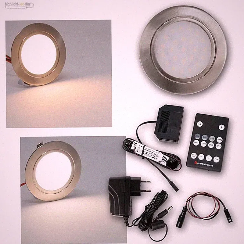 Komplett-Sets flache LED Möbel-Einbau-Leuchten, Spots für Vitrine Schrank Regal